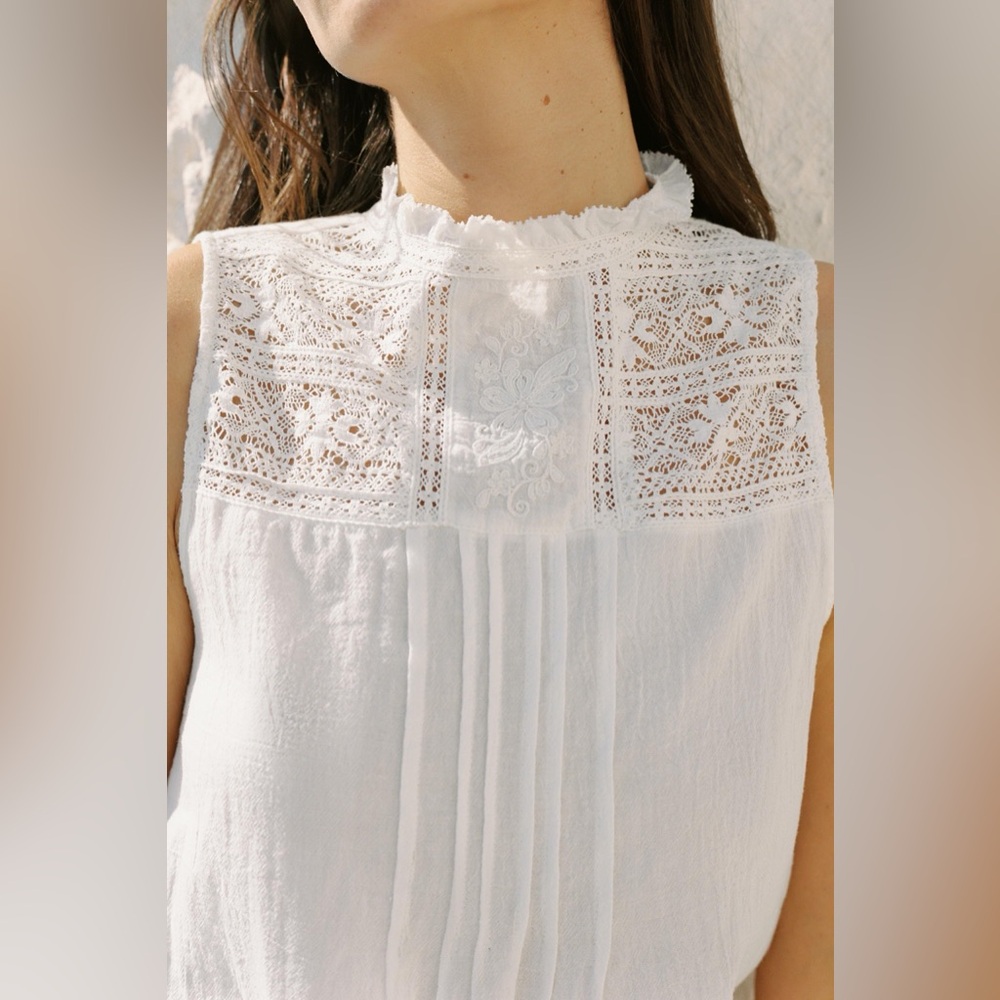 Zara embroidered Lace Sleeveless Blouse top